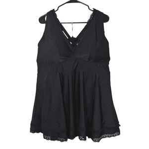 Torrid Swim Dress Womens 3 Black Wireless Mid Lace Trimmed 14340209